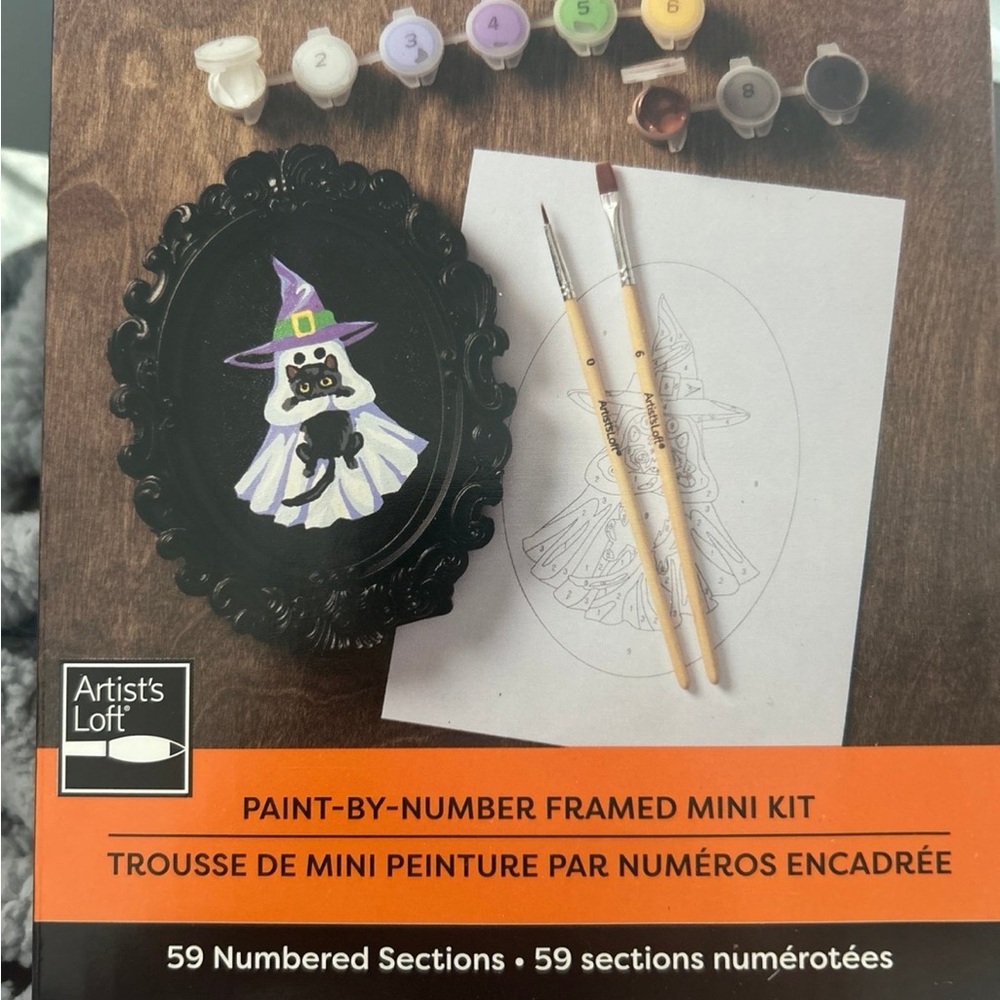 Michaels Ghost with black cat paint by number